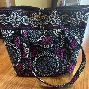 Vera Bradley Black and Pink Patterned Tote